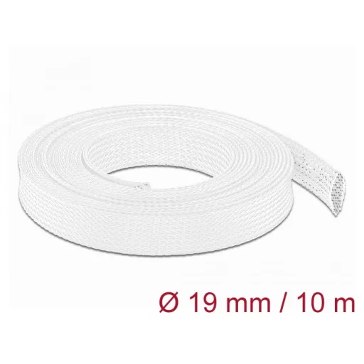 Delock Fonott kábelharisnya nyújtható 10 m x 19 mm fehér (20805)