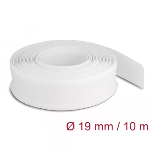 Delock Fonott kábelharisnya tépőzárral 10 m x 19 mm fehér (20819)