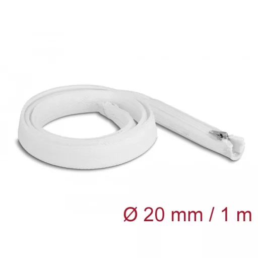 Delock Befont karmantyú zipzáras szorítóval hőállóság egészen 1 m x 20 mm-es fehér (20821)