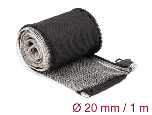 Delock Hőellenálló EMI Shielding fonott borítás zipzárral, 1 m x 20 mm méretű, fekete