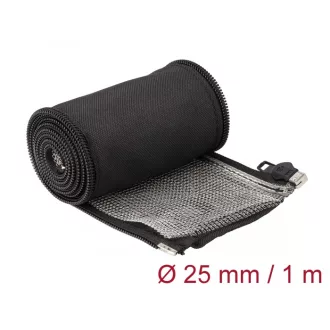   Delock Hőellenálló EMI Shielding fonott borítás zipzárral, 1 m x 25 mm méretű, fekete (20847)
