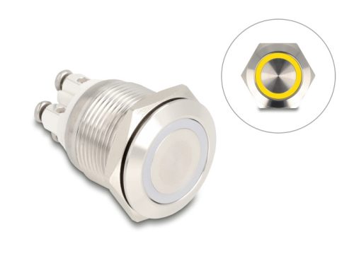 Delock Nyomógomb beszereléshez 19 mm 4 db. csavarhely LED sárga (20979)