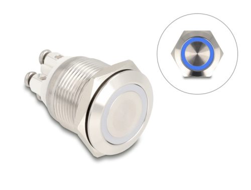 Delock Nyomógomb beszereléshez 19 mm 4 db. csavarhely LED kék (20980)