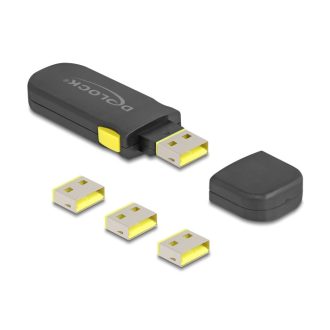  Delock USB port blokkoló szett A-típusú USB anya portok számára, 4 db. + lezáró eszköz (22031)