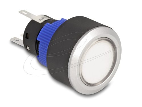 Delock Kiálló nyomógomb installációhoz 22 mm 5 db. forrasztott csatlakozó működtetővel lapos, műanyag fehér LED világítás