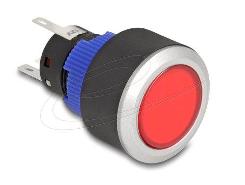 Delock Kiálló nyomógomb installációhoz 22 mm 5 db. forrasztott csatlakozó működtetővel lapos, műanyag piros LED világítás