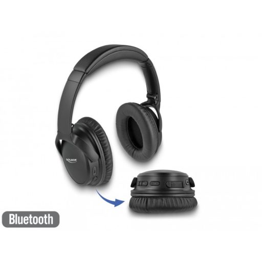Delock Bluetooth 5.0 fejhallgató összehajtható, beépített mikrofonnal és intenzív Basszussal (27181)