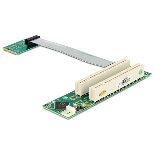 Delock emelőkártya Mini PCI Express > 2 x PCI 32 Bit 5 V flexibilis kábellel, 13 cm, balos (41355)