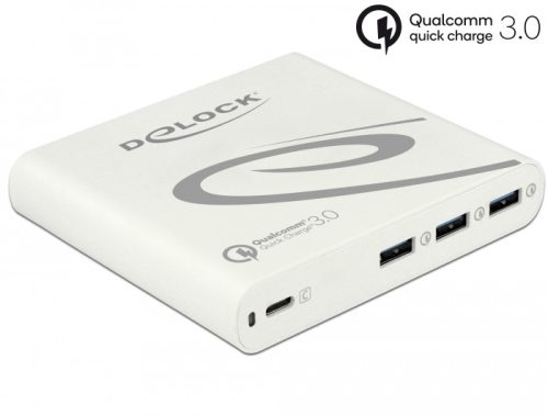 Delock USB tölto 1 db USB Type-C  PD 85 W + 3 x USB A-típusú Qualcomm Quick Charge 3.0 (41432)