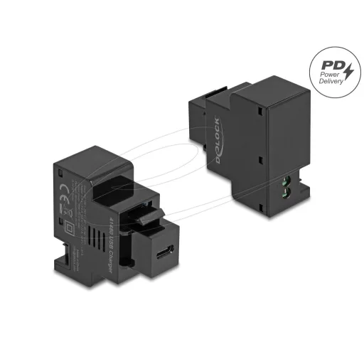 Delock PD 20 W-s, fekete, USB Type-C  töltő portos Keystone modul (41480)