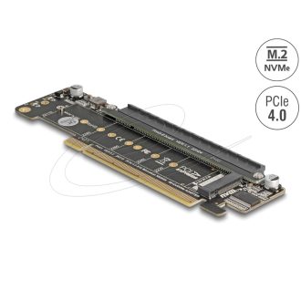   Delock PCI Express 4.0 x16 riser kártya 2 x M.2 M kulcsos NVMe foglalattal   sávszétválasztással (41802)