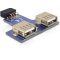 Delock USB 9tűs 2,54 mm-es fejléc anya > 2 x USB 2.0 anya - felfelé (41824)