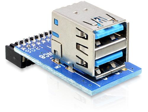 Delock USB 3.0 Pin fej, anya > 2 x USB 3.0 anya - egymáson elhelyezve (41865)