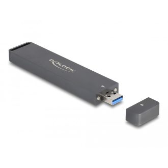   Delock Külső ház M.2 NVME PCIe SSD vagy SATA SSD számára USB 10 Gbps A-típusú apával (42021)