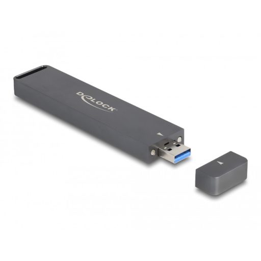 Delock Külső ház M.2 NVME PCIe SSD vagy SATA SSD számára USB 10 Gbps A-típusú apával (42021)