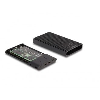   Delock USB 20 Gbps külső ház 2 db. M.2 NVMe PCIe SSD számára USB Type-C  anyával és RAID-del - eszköz nélküli szerelés lehetséges (42022)