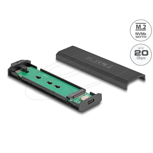 Delock Külső USB Type-C  20 Gbps kombinált ház M.2 NVMe PCIe vagy SATA SSD eszközhöz - szerszám mentes (42031)