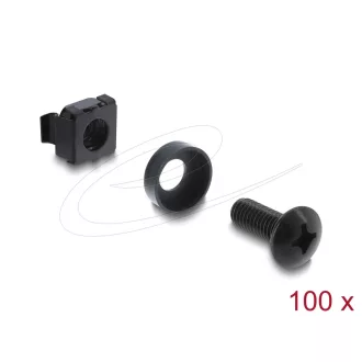   Delock 10  és 19  Keret szerelő készlet 100 darabos fekete (42434)