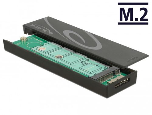 Delock M.2 SSD külso ház 42 / 60 / 80 mm > SuperSpeed USB 10 Gbps (USB 3.1 Gen 2) Micro B anya (42598)