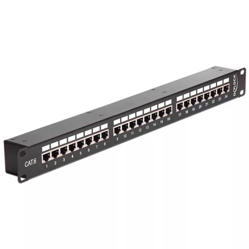 Delock 19" csatolós patch panel 24 portos Cat.6 (43295)