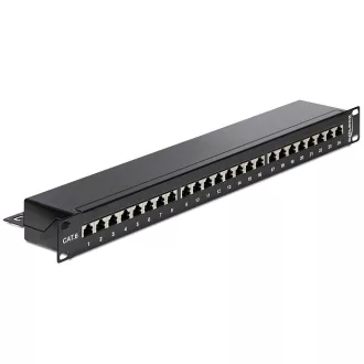 Delock 19  Patch Panel 24 portos Cat.6 fekete (43298)
