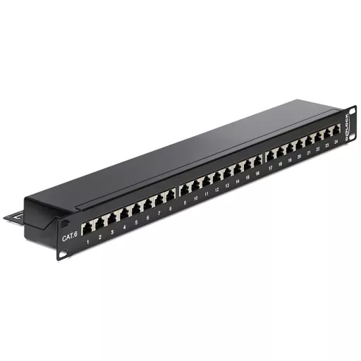 Delock 19  Patch Panel 24 portos Cat.6 fekete (43298)