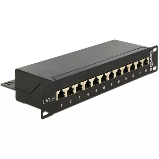 Delock 10  Patch Panel 12 portos Cat.6A fekete színű (43310)