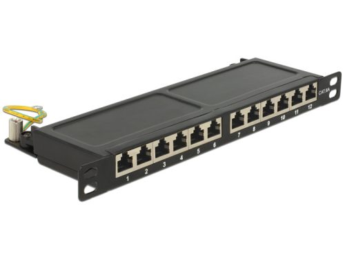 Delock 10  Patch Panel 12 portos Cat.6A 0.5 U fekete színű (43312)