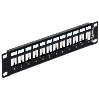   Delock 10  Keystone Patch Panel 12 portos fém, fekete színű (43326)
