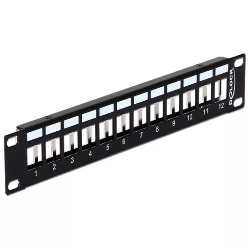 Delock 10  Keystone Patch Panel 12 portos fém, fekete színű (43326)