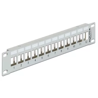   Delock 10  Keystone Patch Panel 12 portos fém, szürke színű (43327)