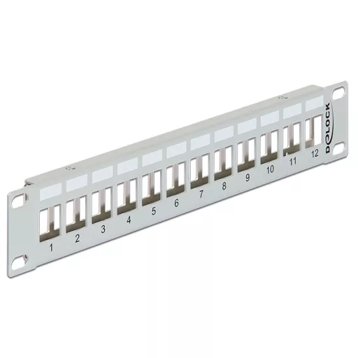 Delock 10  Keystone Patch Panel 12 portos fém, szürke színű (43327)