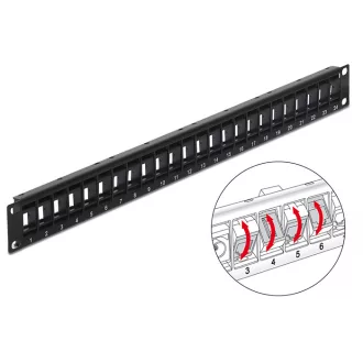  Delock 19" Keystone Patch Panel 24 portos, forgatható fekete (43340)