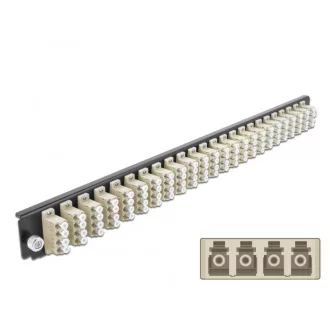   Delock 19  kötő doboz első panele 24 porttal LC Quad bézs (43371)