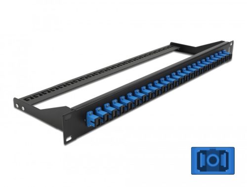 Delock 19  száloptikás csatlakozó panel 24 portos SC Simplex kék (43380)