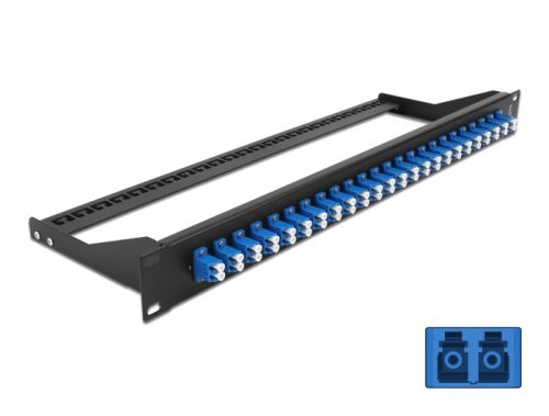 Delock 19  száloptikás csatlakozó panel 24 portos LC Duplex kék (43386)