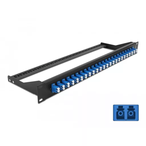 Delock 19  száloptikás csatlakozó panel 24 portos LC Duplex kék (43386)