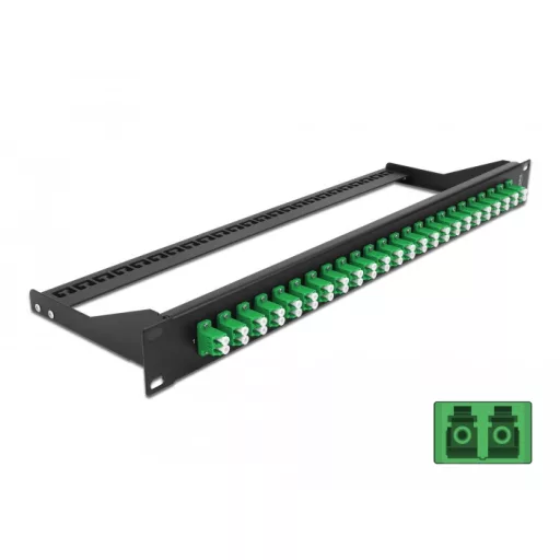 Delock 19  száloptikás csatlakozó panel 24 portos LC Duplex zöld (43387)