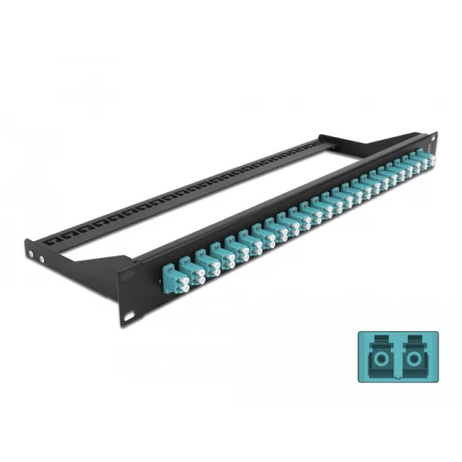 Delock 19  száloptikás csatlakozó panel 24 portos LC Duplex vízkék (43389)
