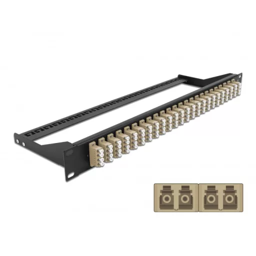 Delock 19  száloptikás csatlakozó panel 24 portos LC Quad bézs (43400)