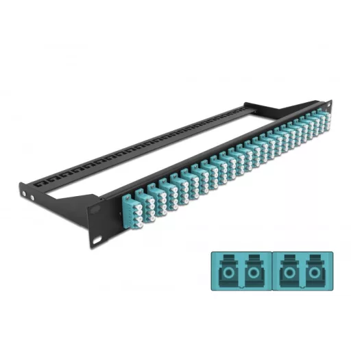 Delock 19  száloptikás csatlakozó panel 24 portos LC Quad vízkék (43401)