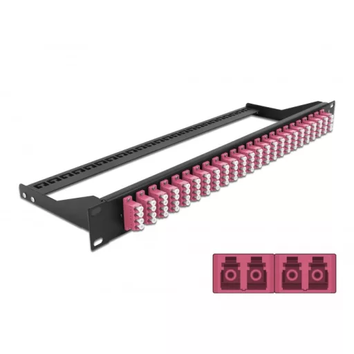 Delock 19  száloptikás csatlakozó panel 24 portos LC Quad ibolya (43403)