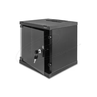   Delock 10  hálózati szekrény 6U üvegajtóval, állványra vagy falra szerelhető, 240 mm mélység, 30 kg teherbírás, 330 x 312 x 300 mm, fekete (43422)