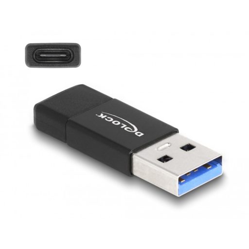 Delock USB 3.2 Gen 2 adapter A-típusú USB apa - USB Type-C  anya fekete (60001)