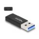 Delock USB 3.2 Gen 2 adapter A-típusú USB apa - USB Type-C  anya fekete (60001)