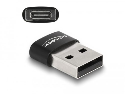 Delock USB 2.0 adapter A-típusú USB apa - USB Type-C  anya fekete (60002)
