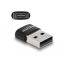 Delock USB 2.0 adapter A-típusú USB apa - USB Type-C  anya fekete (60002)