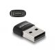Delock USB 2.0 adapter A-típusú USB apa - USB Type-C  anya fekete (60002)