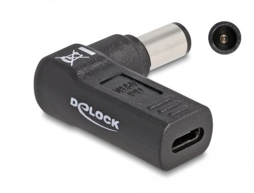 Delock Laptop töltőkábel adapter USB Type-C  anya - HP 7,4 x 5,0 mm apa 90  fokban hajlított (60005)