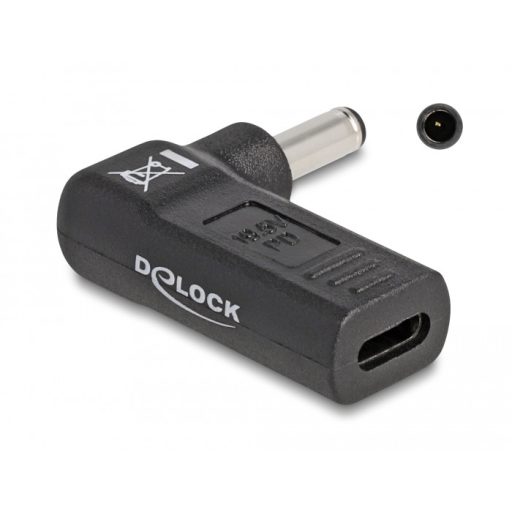 Delock Laptop töltőkábel adapter USB Type-C  anya - Dell 4,5 x 3,0 mm apa 90  fokban hajlított (60007)